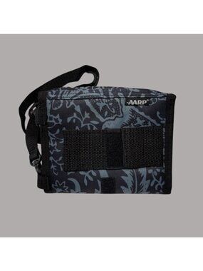 AARP Travel Wallet Strap Blue Paisley Pattern Multiple Pockets Zippers Fanny